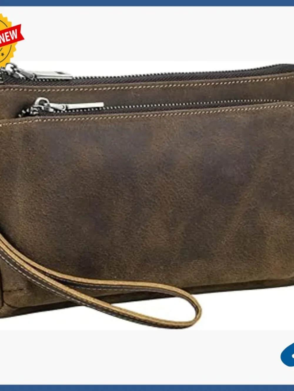 Vintage Leather Clutch Wristlet with RFID Blocking Large Capacity